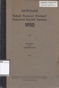 Himpunan undang-undang, peraturan-peraturan, penetapan-penetapan pemerintah Republik Indonesia 1950 No. 1-20