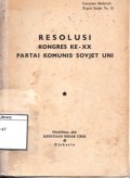 Resolusi Kongres ke-XX Partai Komunis Sovjet Uni