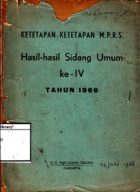 Hasil-hasil Sidang Umum MPRS Ke-IV Tahun 1966
