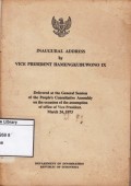 Inaugural address by Vice President Hamengkubuwono IX : delivered at the General Session of the People's Consultative Assembly on the occasion of the assumption of office of Vice President March 24, 1973