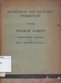 Keterangan dan Djawaban Pemerintah tentang Program Kabinet Boerhanuddin Harahap di Dewan Perwakilan Rakjat