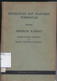 Keterangan dan Djawaban Pemerintah tentang Program Kabinet