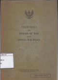 Statement on Danger of War and Appeal for Peace