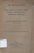 Some Aspects of Ancient Arabic Poetry, as Ilustrated by a Little-Known Anthology